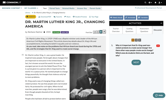 Commonlit martin luther king jr answers