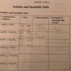 Soluble and insoluble salts report sheet