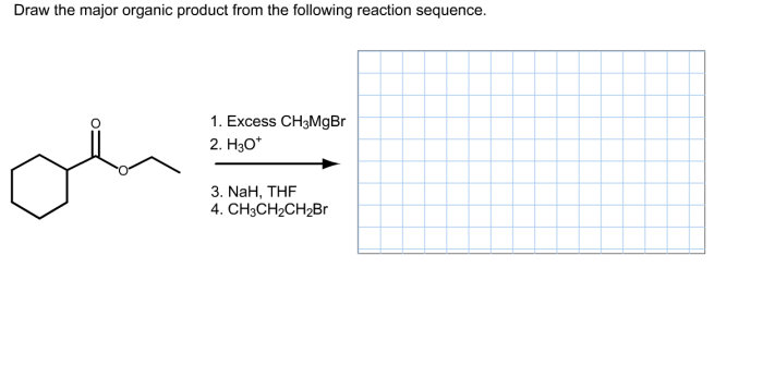 Draw the product of the following reaction sequence