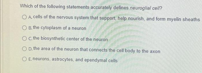 Which of the following statements accurately defines neuroglial cell